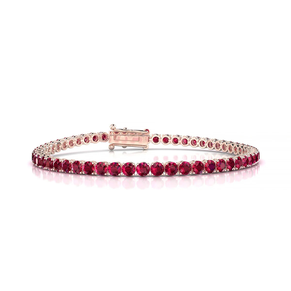 Palazzo | 18k Rose Gold 3 mm Round Natural Ruby Tennis Bracelet