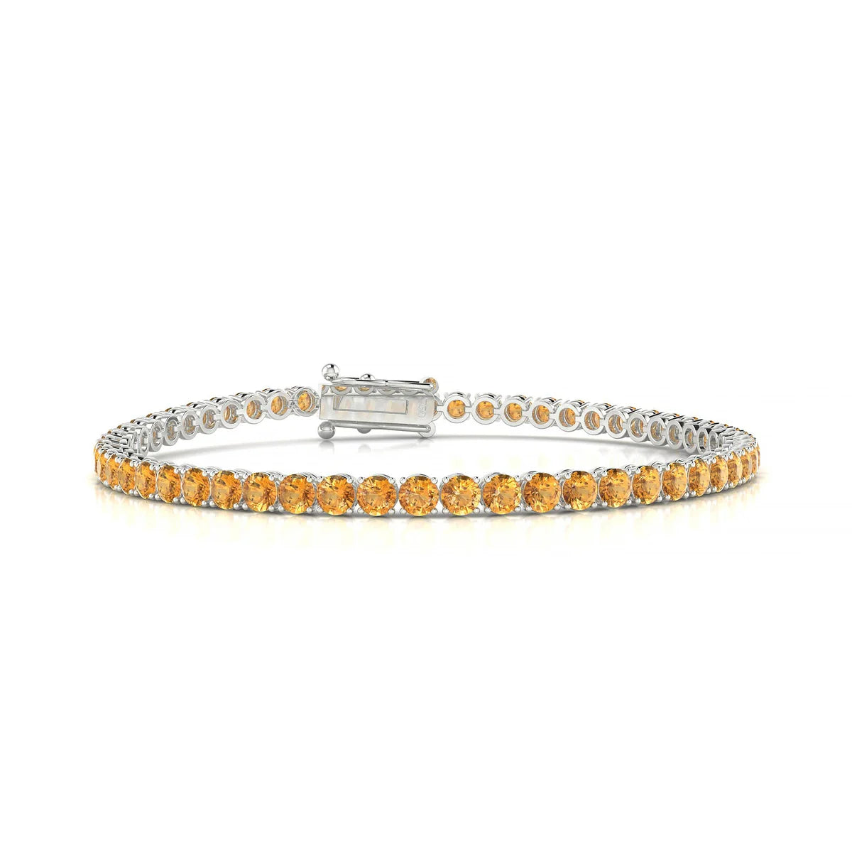 Palazzo | 18k White Gold 3 mm Round Natural Citrine Tennis Bracelet