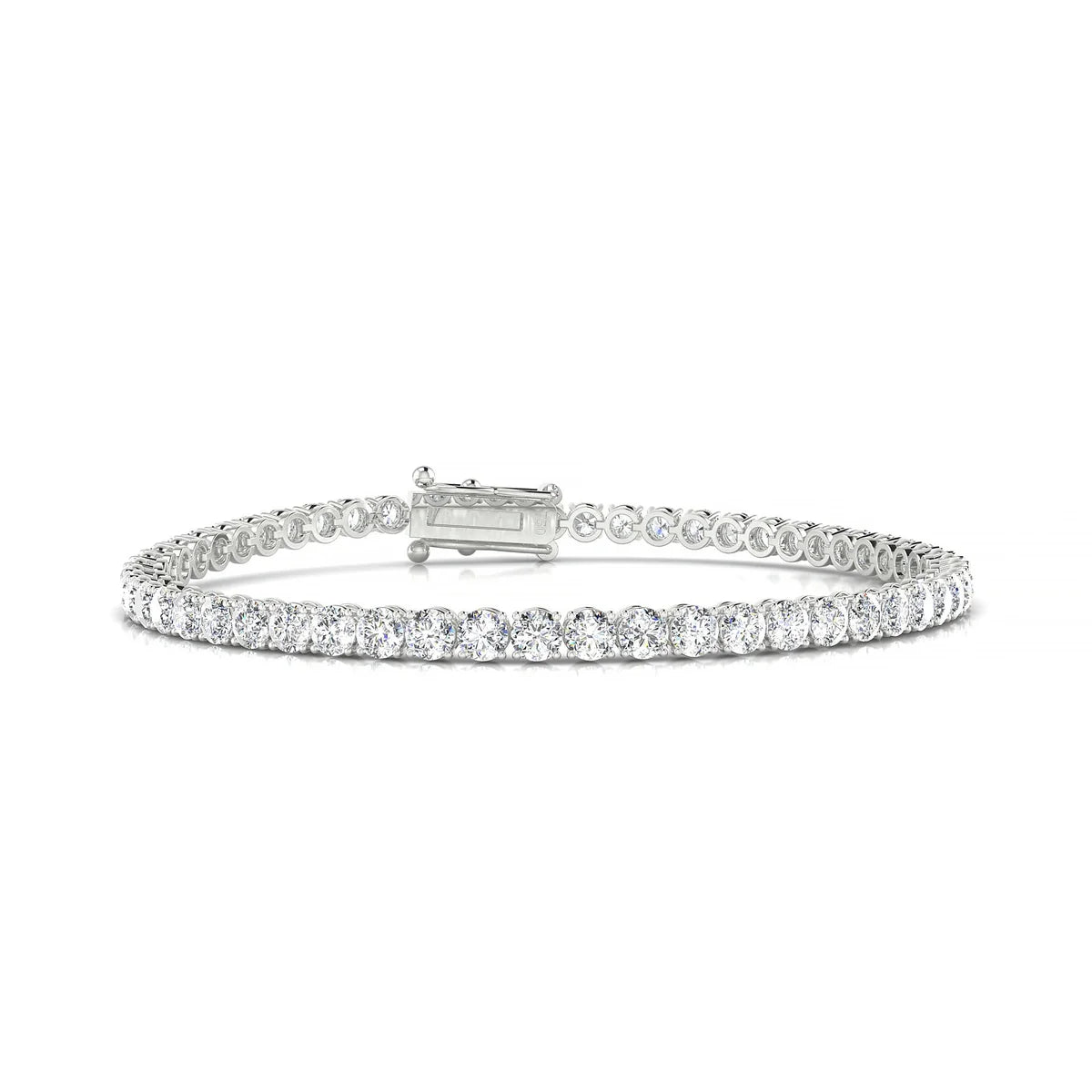 Palazzo | 18k White Gold 3 mm Round Natural Diamond Tennis Bracelet