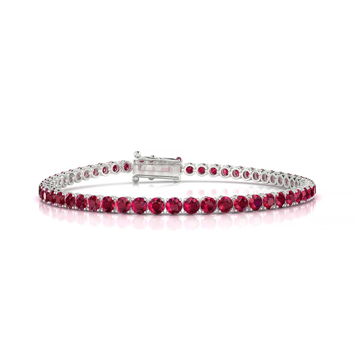 Palazzo | 18k White Gold 3 mm Round Natural Ruby Tennis Bracelet