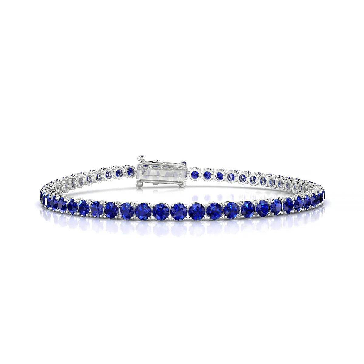 Palazzo | 18k White Gold 3 mm Round Natural Sapphire Tennis Bracelet