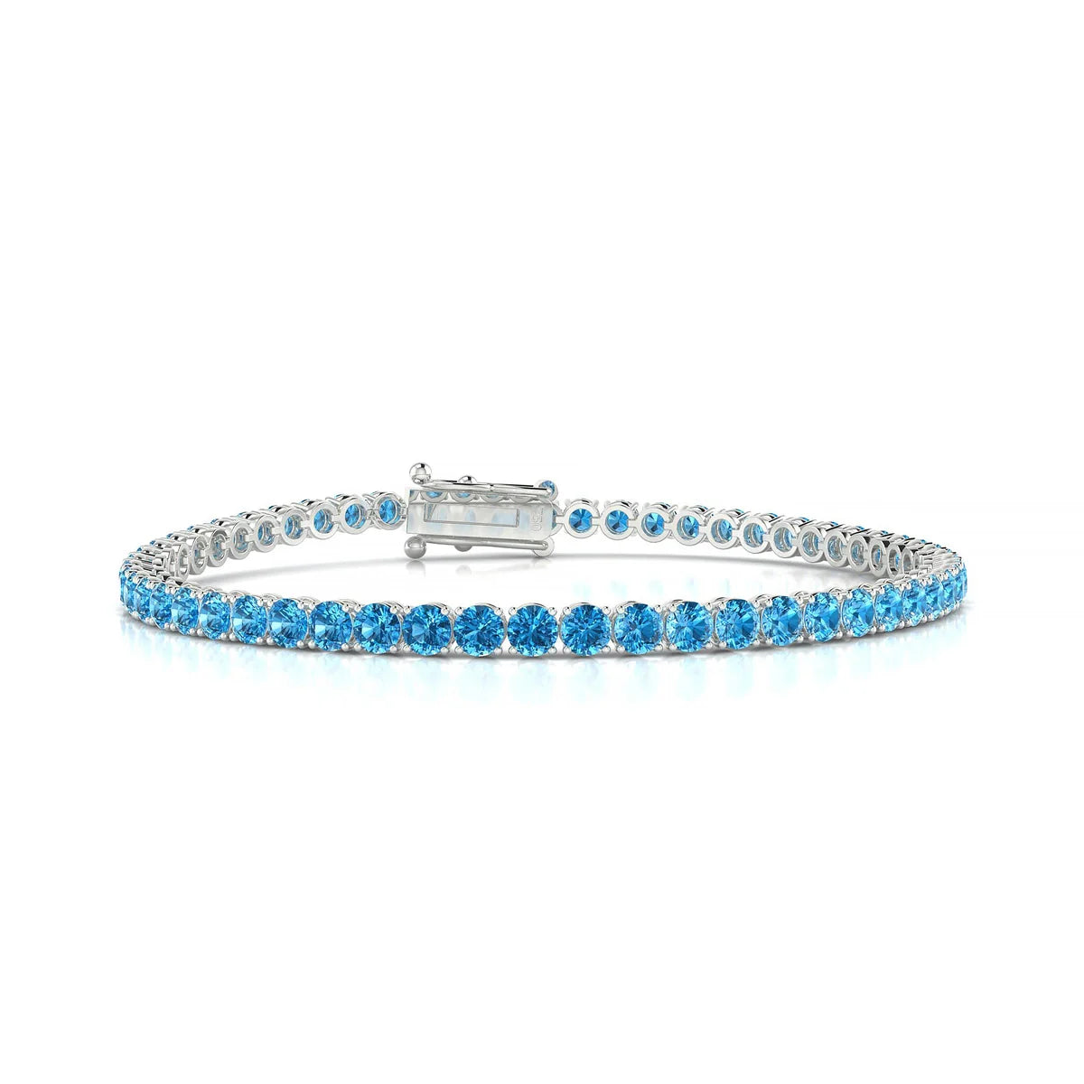 Palazzo | 18k White Gold 3 mm Round Natural Topaz Tennis Bracelet