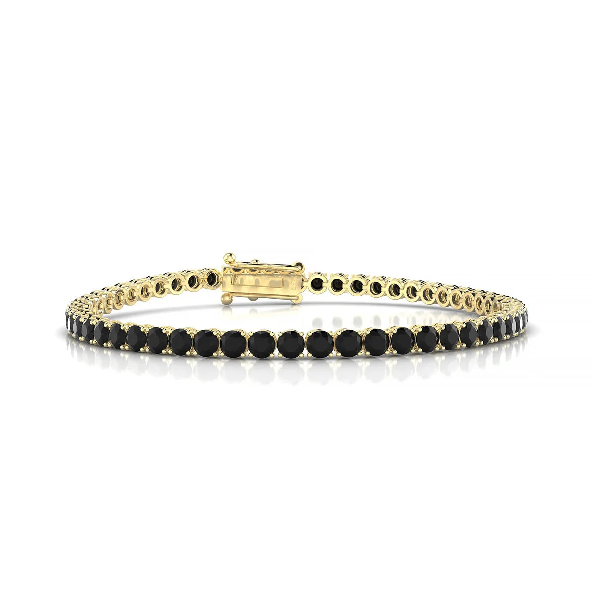 Palazzo | 18k Yellow Gold 3 mm Round Natural Black Diamond Tennis Bracelet