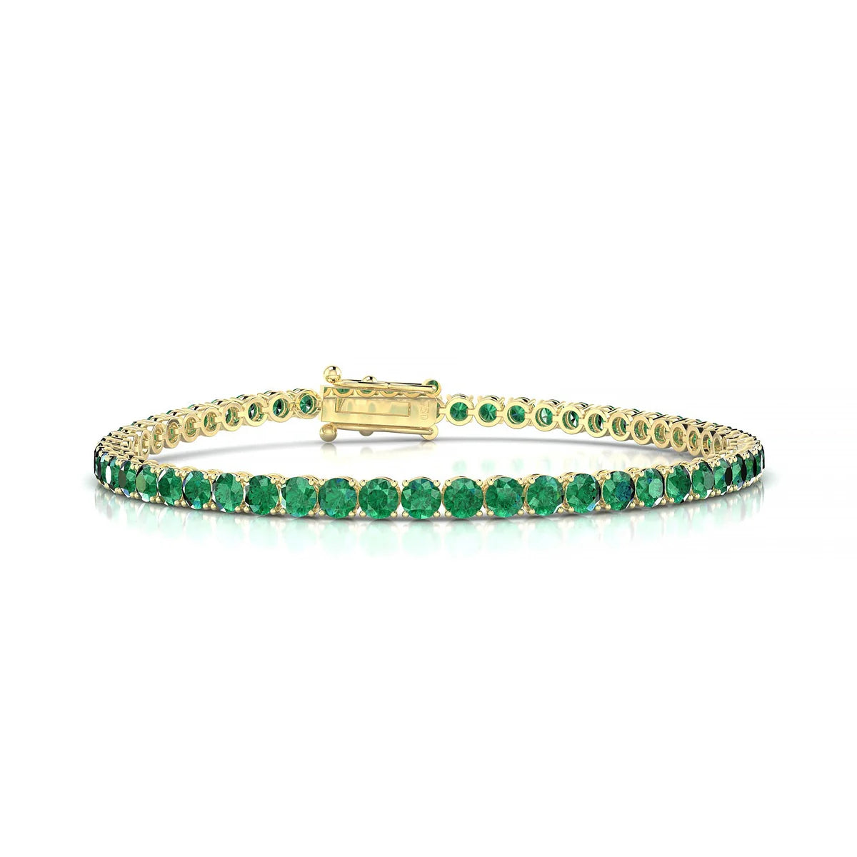 Palazzo | 18k Yellow Gold 3 mm Round Natural Emerald Tennis Bracelet