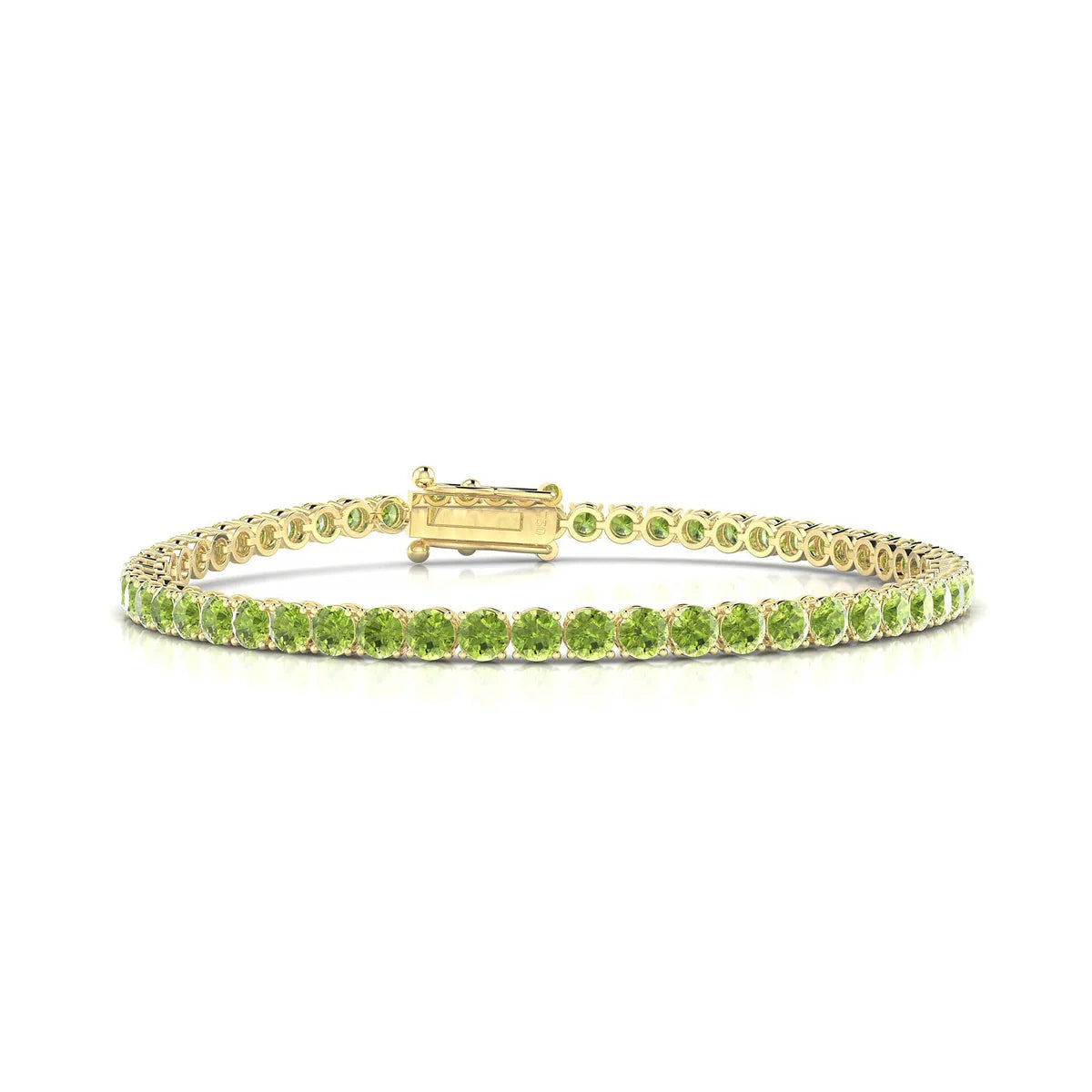 Palazzo | 18k Yellow Gold 3 mm Round Natural Peridot Tennis Bracelet