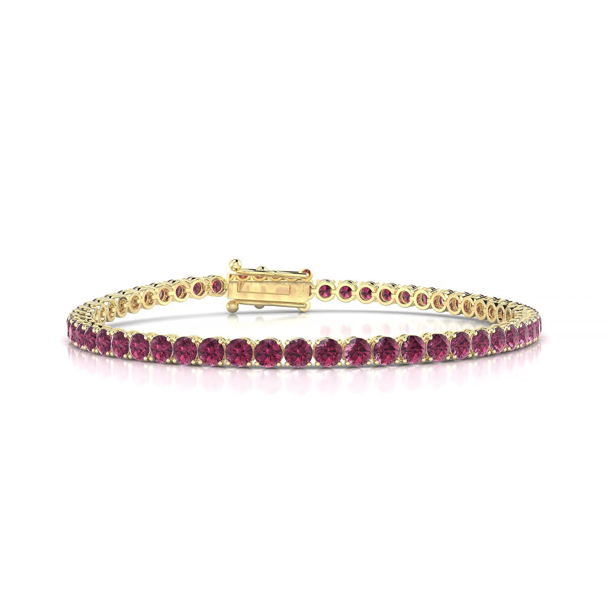 Palazzo | 18k Yellow Gold 3 mm Round Natural Rhodolite Tennis Bracelet