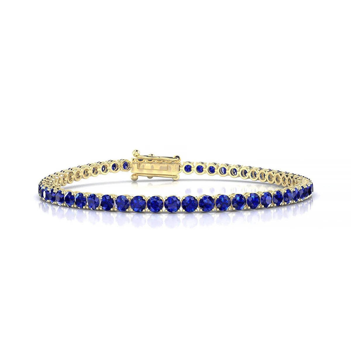 Palazzo | 18k Yellow Gold 3 mm Round Natural Sapphire Tennis Bracelet