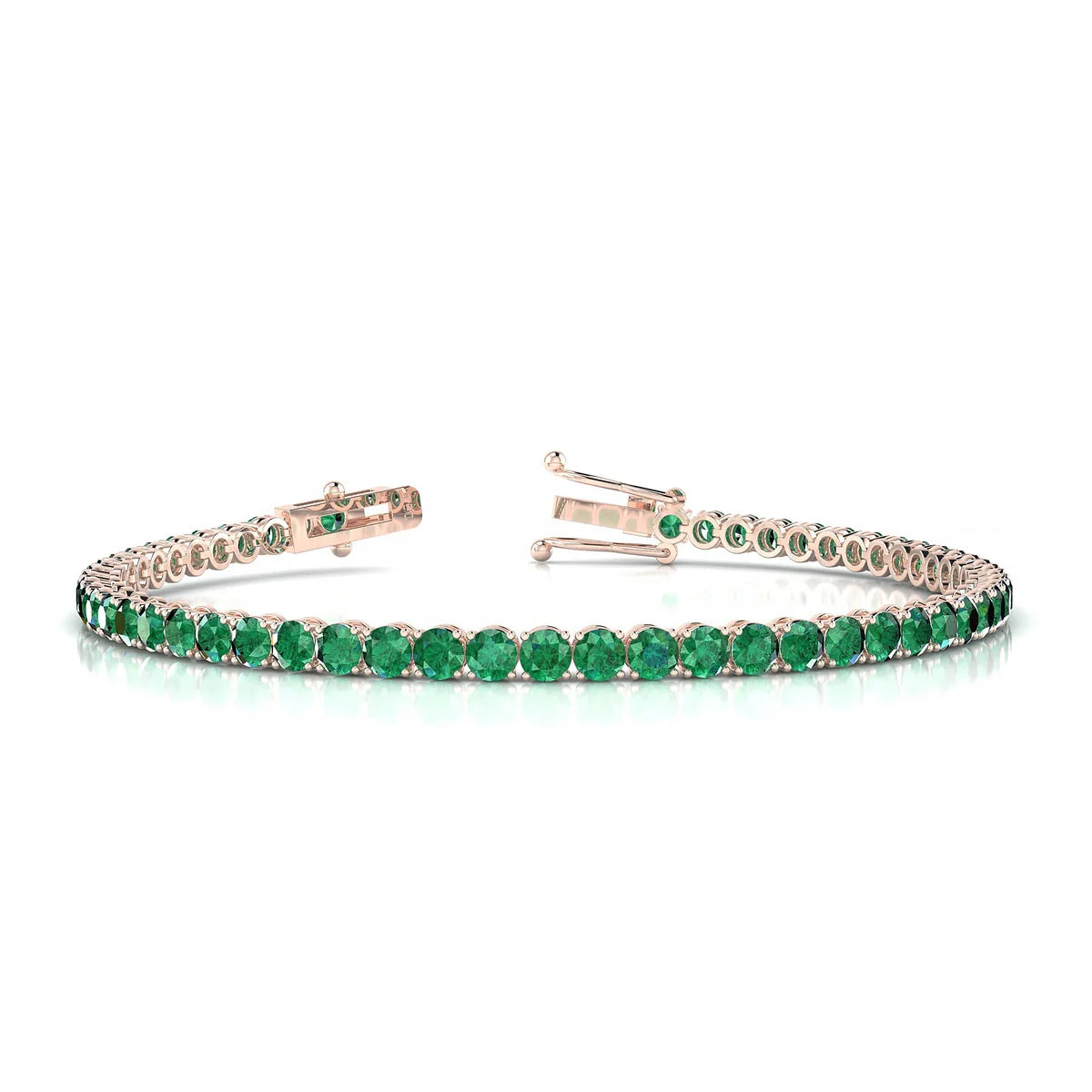 Palazzo | 18k Rose Gold 3 mm Round Natural Emerald Tennis Bracelet
