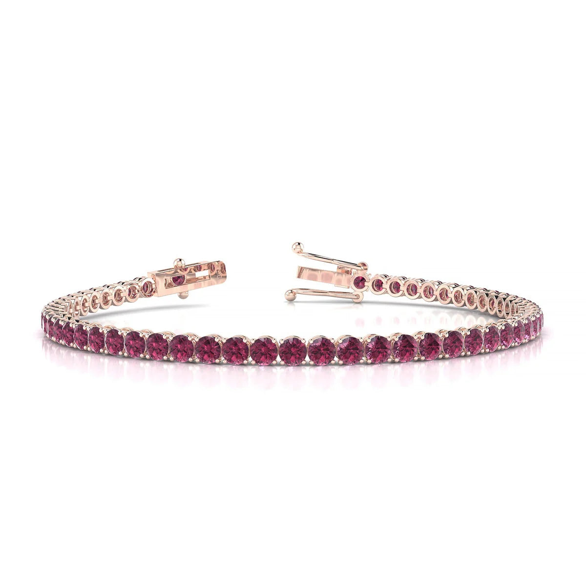Palazzo | 18k Rose Gold 3 mm Round Natural Rhodolite Tennis Bracelet