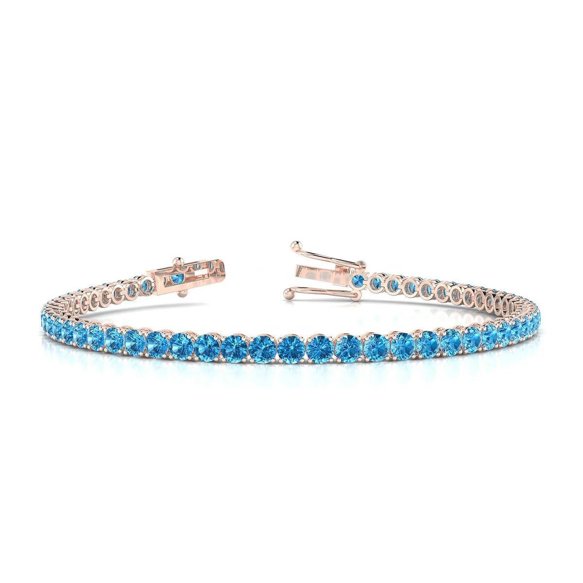 Palazzo | 18k Rose Gold 3 mm Round Natural Topaz Tennis Bracelet