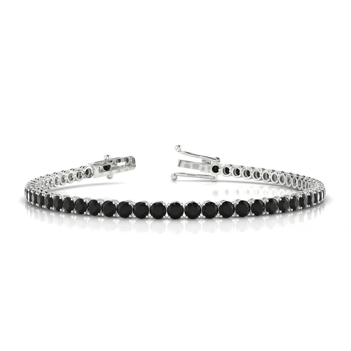 Palazzo | 18k White Gold 3 mm Round Natural Black Diamond Tennis Bracelet