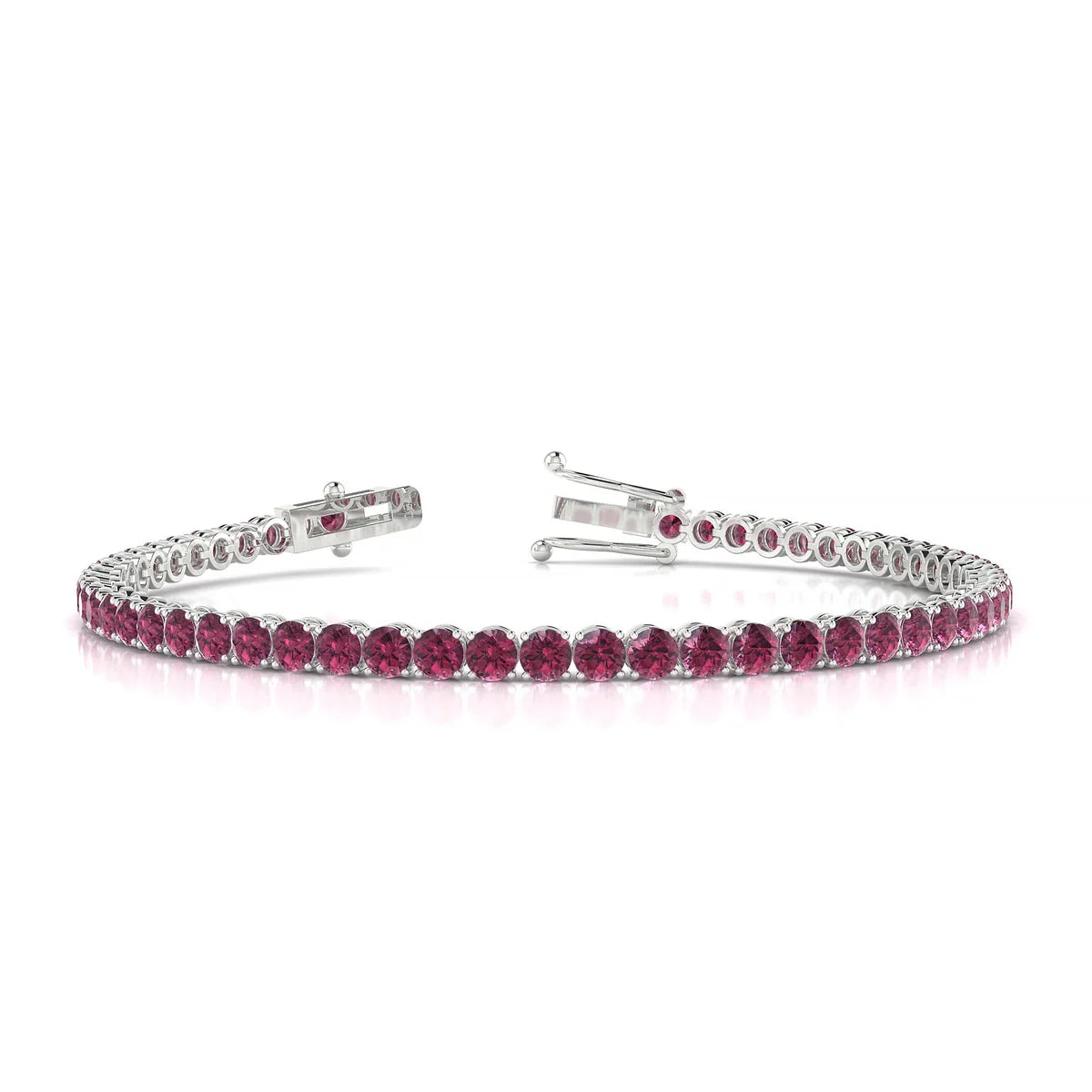 Palazzo | 18k White Gold 3 mm Round Natural Rhodolite Tennis Bracelet