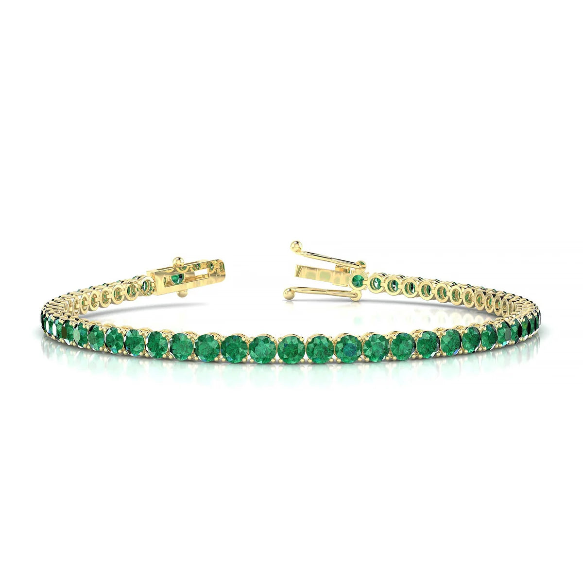 Palazzo | 18k Yellow Gold 3 mm Round Natural Emerald Tennis Bracelet