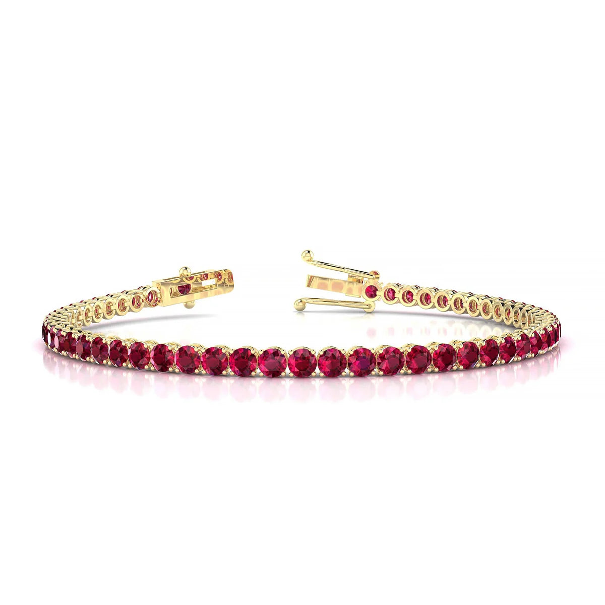 Palazzo | 18k Yellow Gold 3 mm Round Natural Ruby Tennis Bracelet