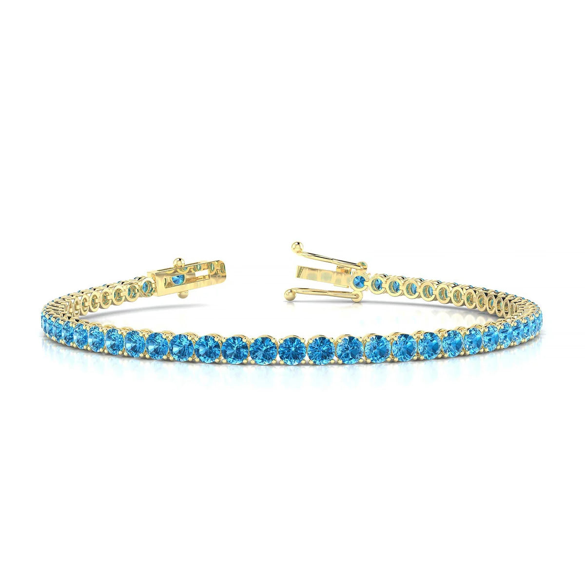 Palazzo | 18k Yellow Gold 3 mm Round Natural Topaz Tennis Bracelet