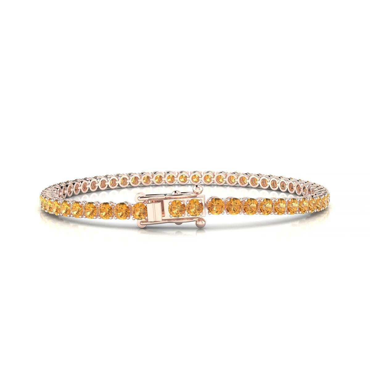 Palazzo | 18k Rose Gold 3 mm Round Natural Citrine Tennis Bracelet