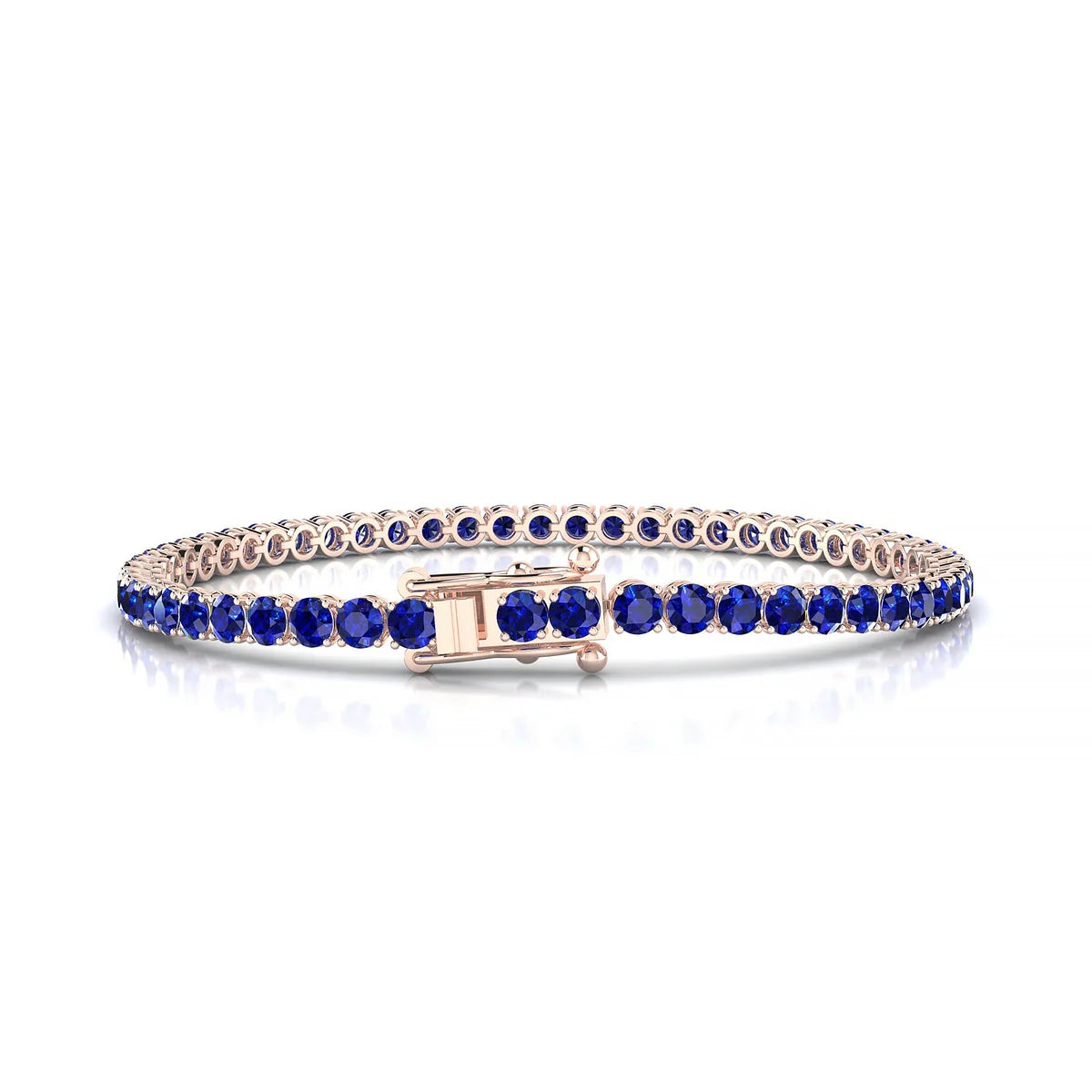 Palazzo | 18k Rose Gold 3 mm Round Natural Sapphire Tennis Bracelet
