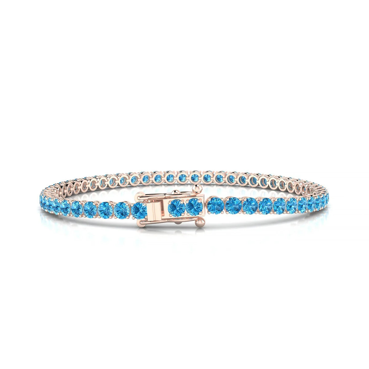 Palazzo | 18k Rose Gold 3 mm Round Natural Topaz Tennis Bracelet