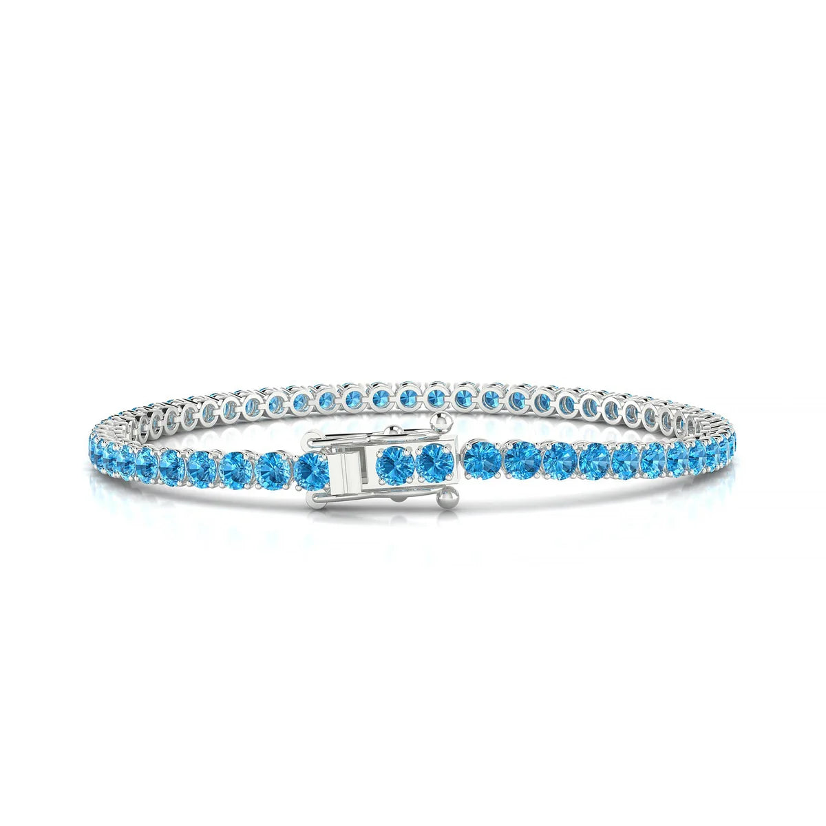 Palazzo | 18k White Gold 3 mm Round Natural Topaz Tennis Bracelet