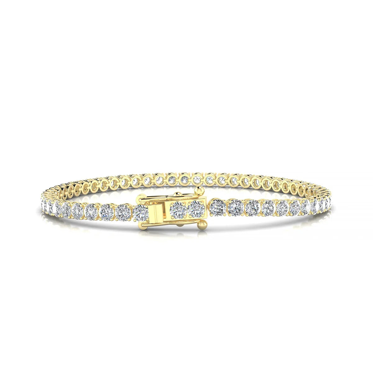 Palazzo | 18k Yellow Gold 3 mm Round Natural Diamond Tennis Bracelet