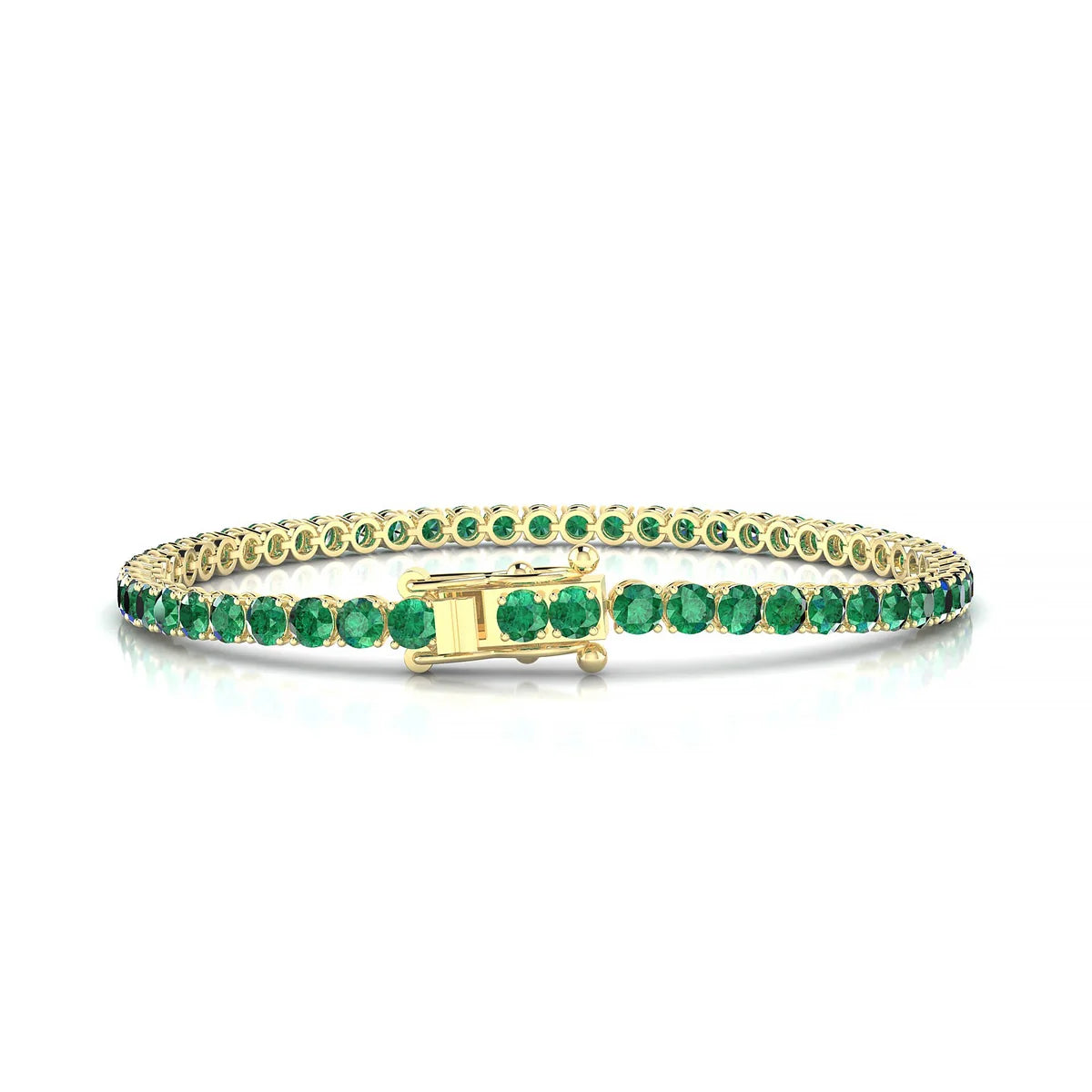 Palazzo | 18k Yellow Gold 3 mm Round Natural Emerald Tennis Bracelet