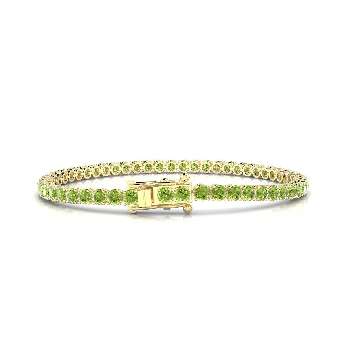 Palazzo | 18k Yellow Gold 3 mm Round Natural Peridot Tennis Bracelet