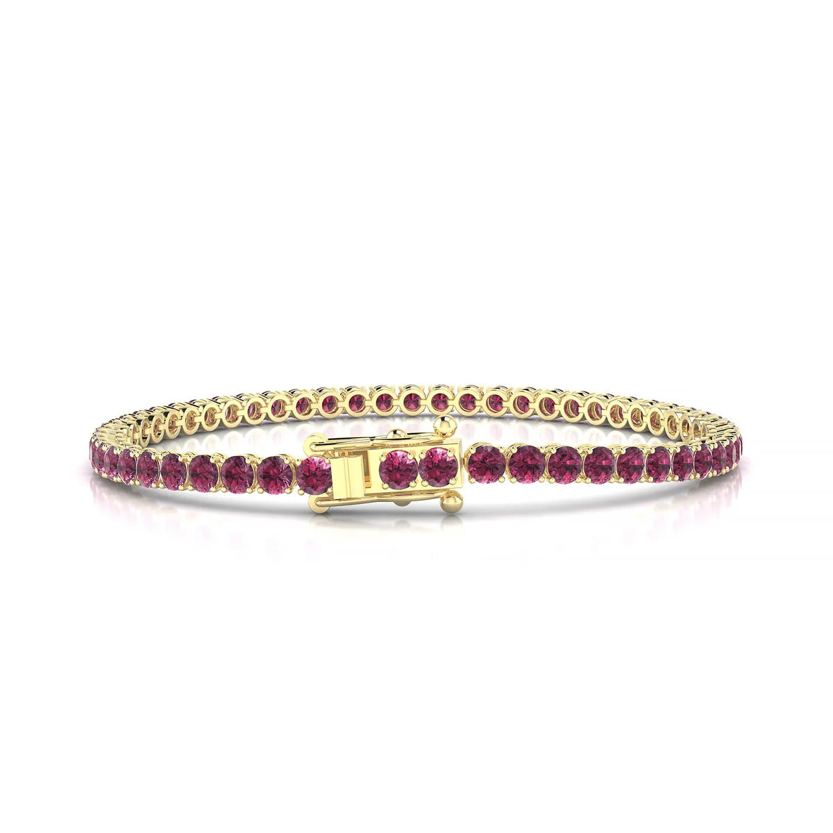 Palazzo | 18k Yellow Gold 3 mm Round Natural Rhodolite Tennis Bracelet
