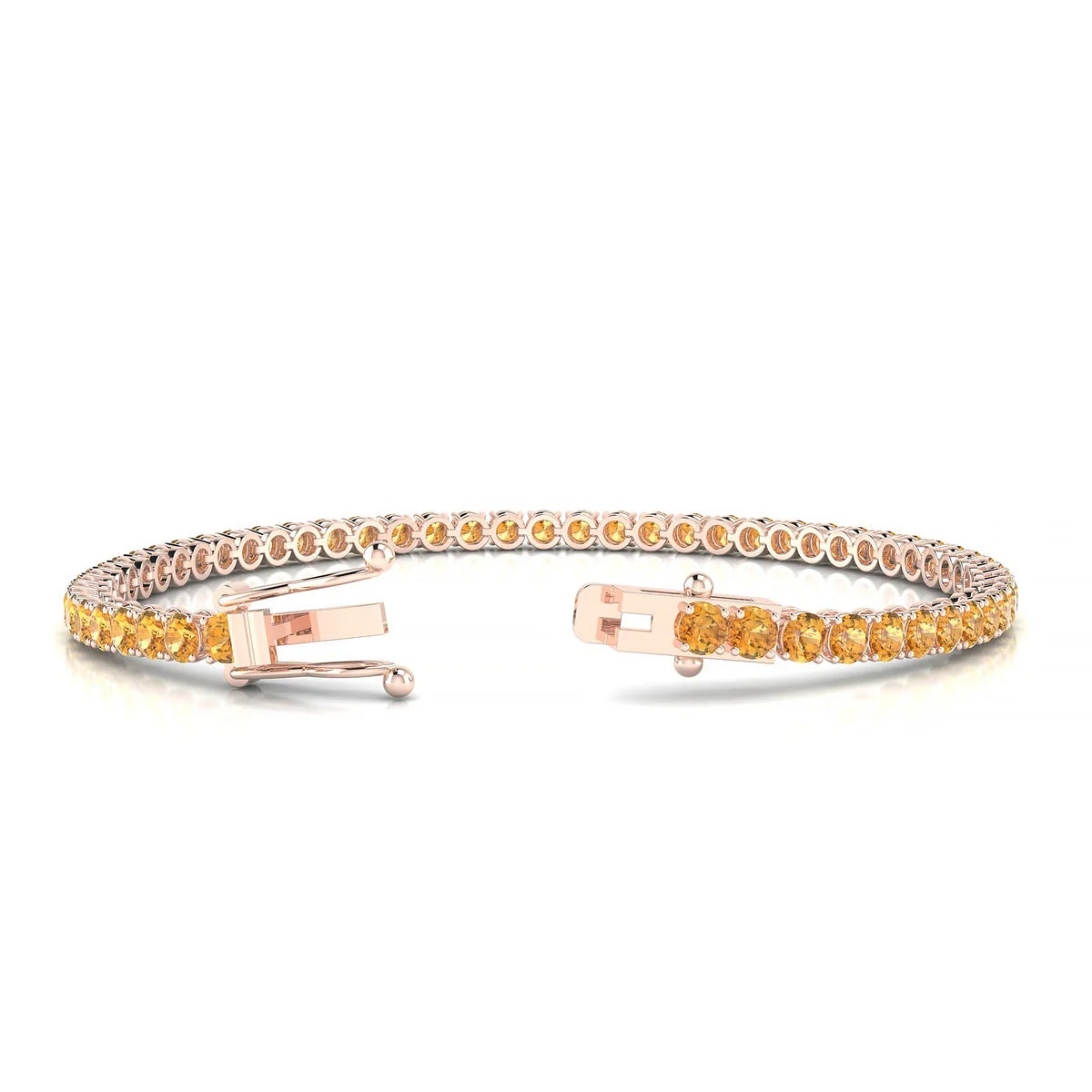 Palazzo | 18k Rose Gold 3 mm Round Natural Citrine Tennis Bracelet