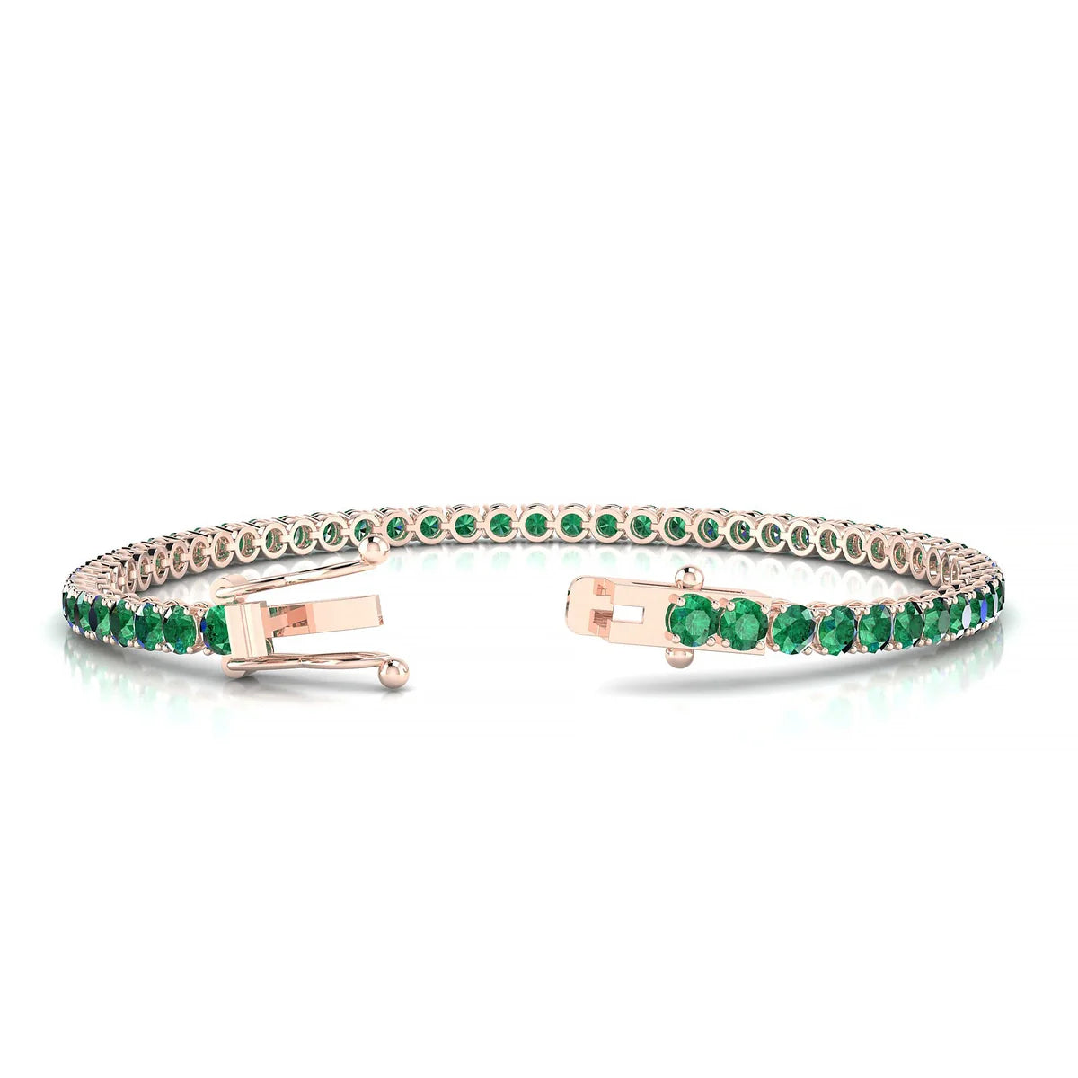 Palazzo | 18k Rose Gold 3 mm Round Natural Emerald Tennis Bracelet