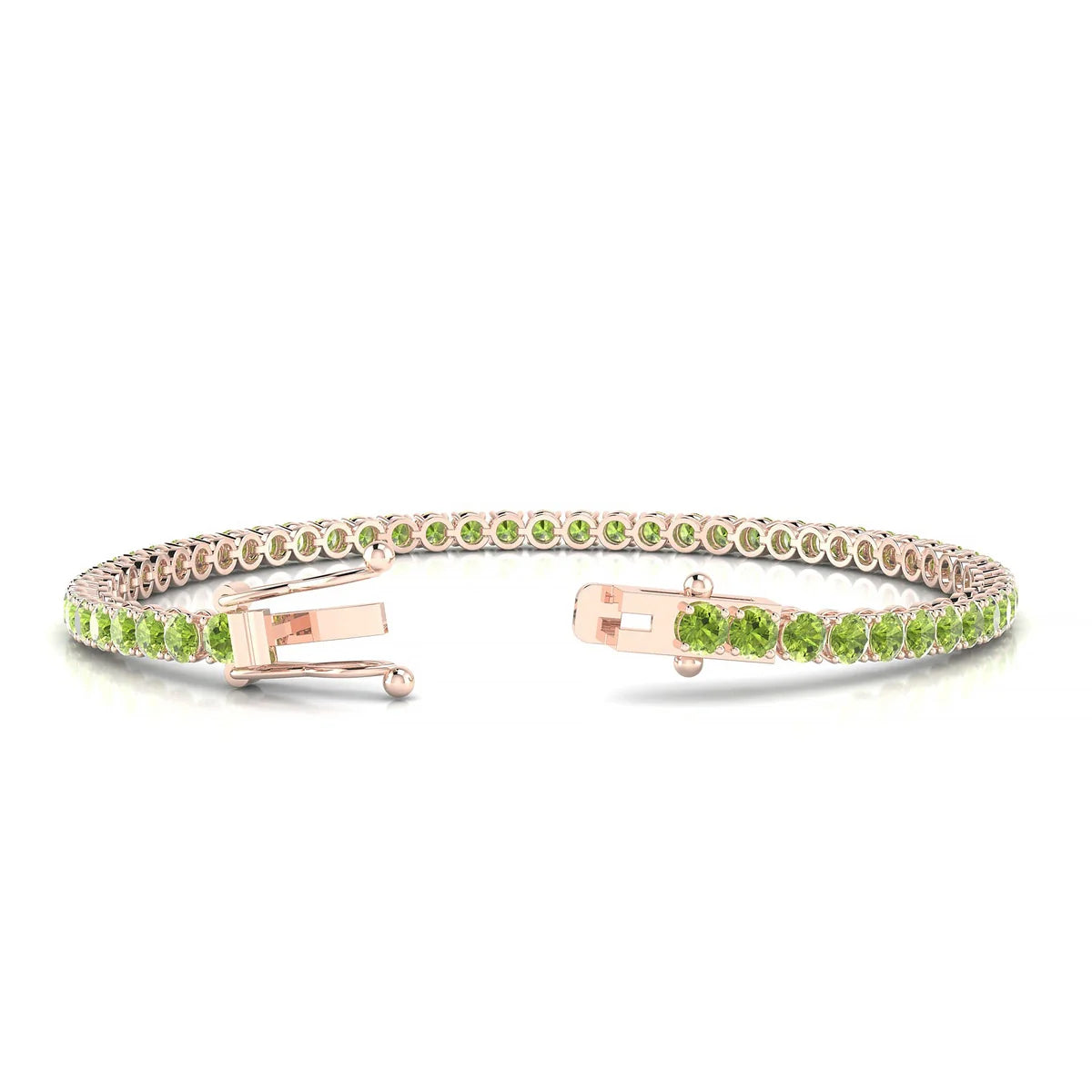 Palazzo | 18k Rose Gold 3 mm Round Natural Peridot Tennis Bracelet