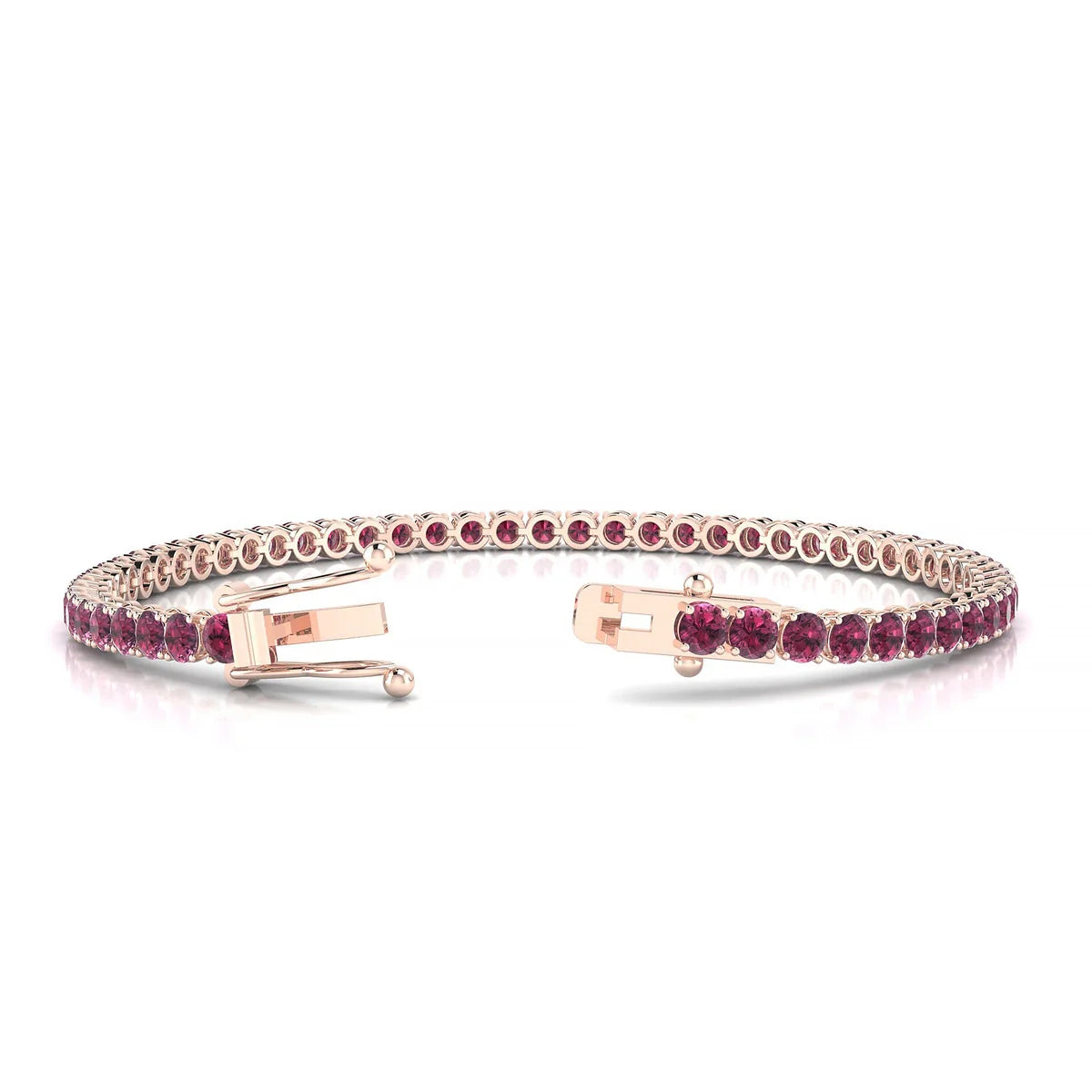 Palazzo | 18k Rose Gold 3 mm Round Natural Rhodolite Tennis Bracelet