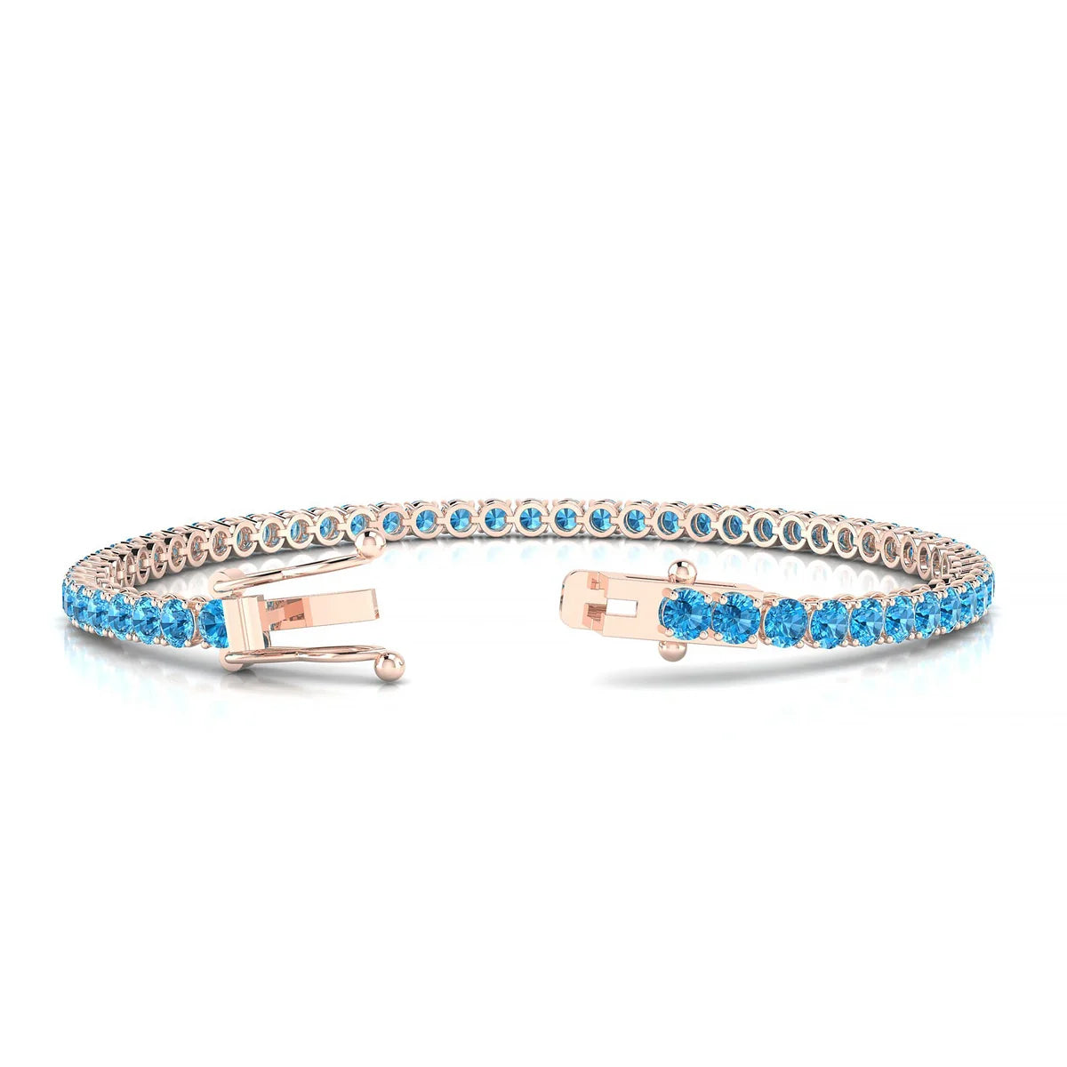 Palazzo | 18k Rose Gold 3 mm Round Natural Topaz Tennis Bracelet