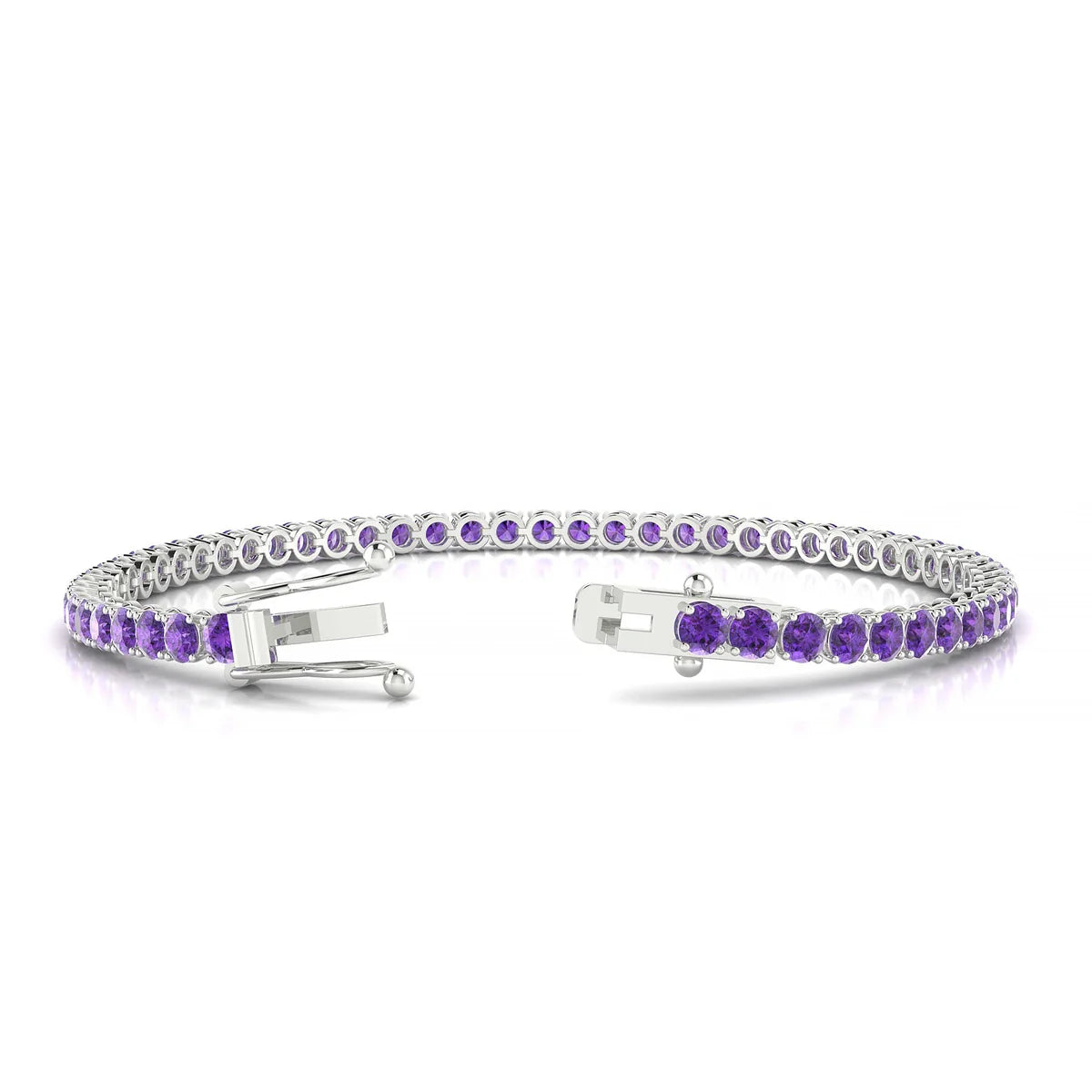 Palazzo | 18k White Gold 3 mm Round Natural Amethyst Tennis Bracelet