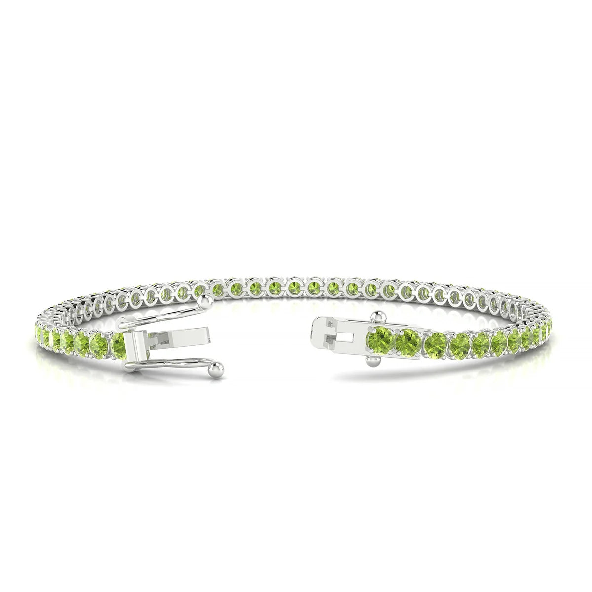 Palazzo | 18k White Gold 3 mm Round Natural Peridot Tennis Bracelet