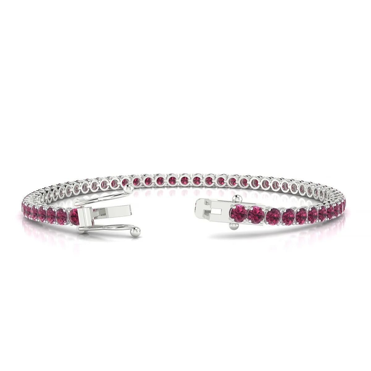 Palazzo | 18k White Gold 3 mm Round Natural Rhodolite Tennis Bracelet