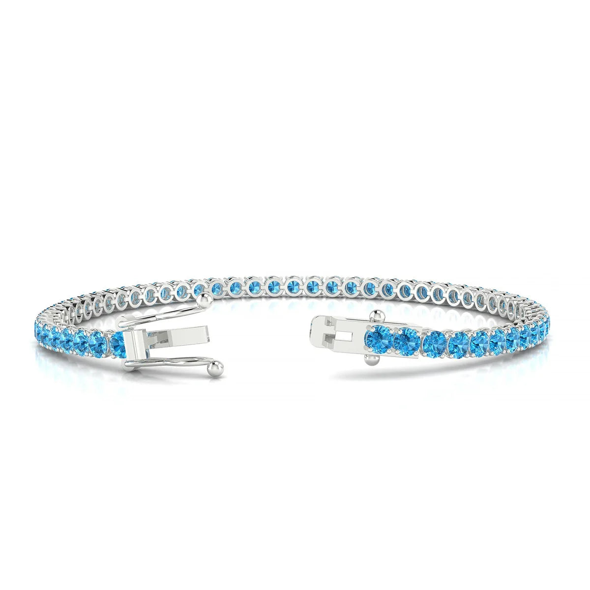 Palazzo | 18k White Gold 3 mm Round Natural Topaz Tennis Bracelet