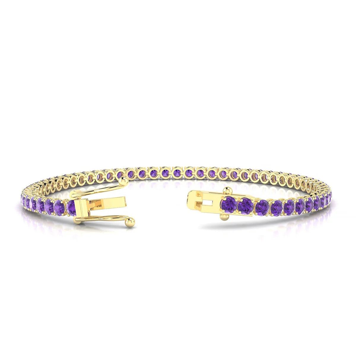 Palazzo | 18k Yellow Gold 3 mm Round Natural Amethyst Tennis Bracelet