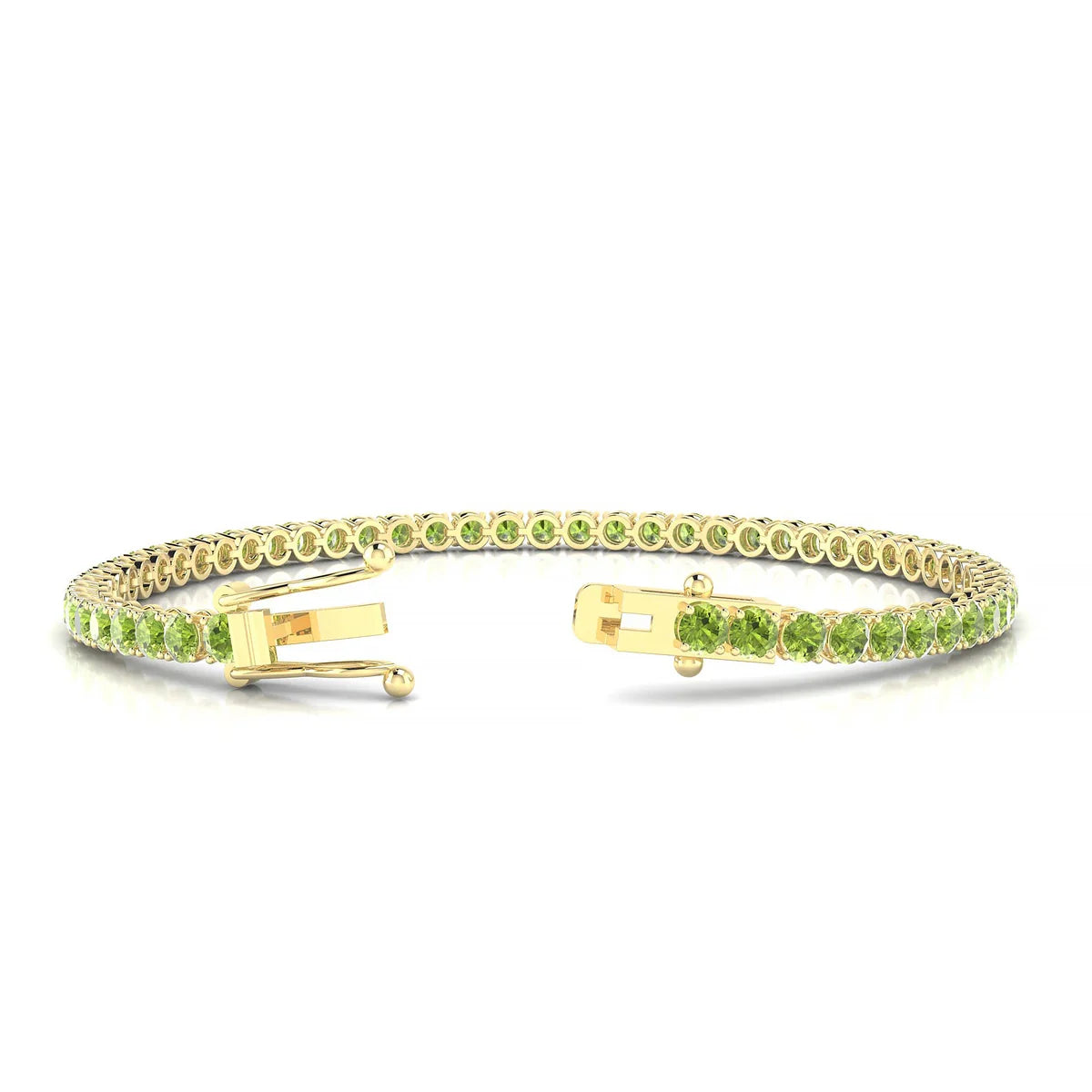 Palazzo | 18k Yellow Gold 3 mm Round Natural Peridot Tennis Bracelet