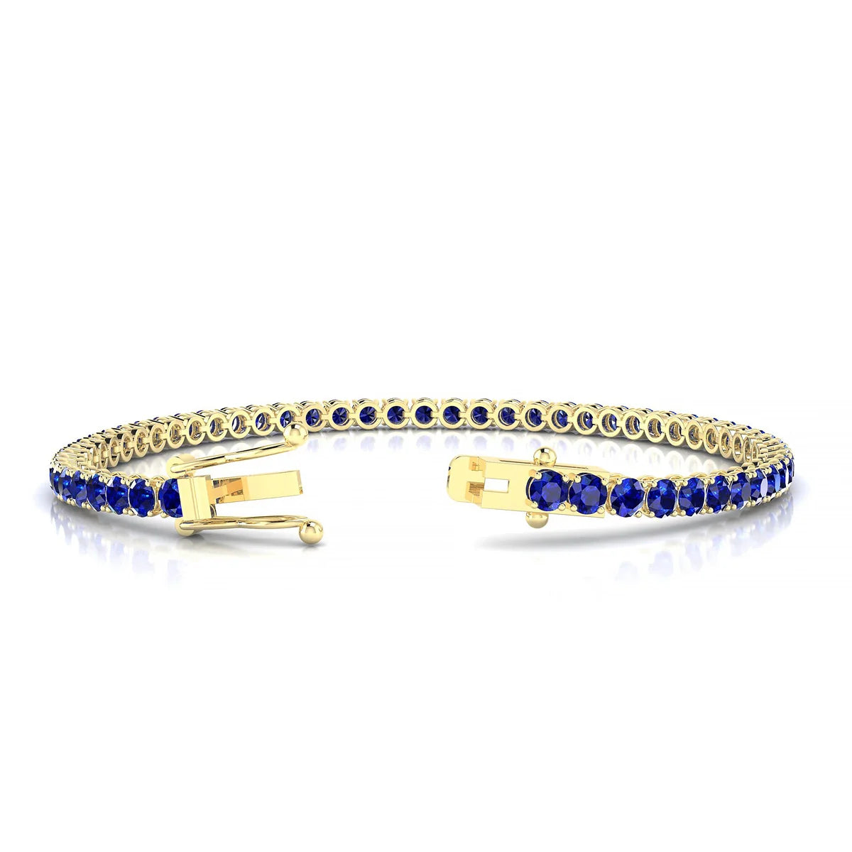 Palazzo | 18k Yellow Gold 3 mm Round Natural Sapphire Tennis Bracelet
