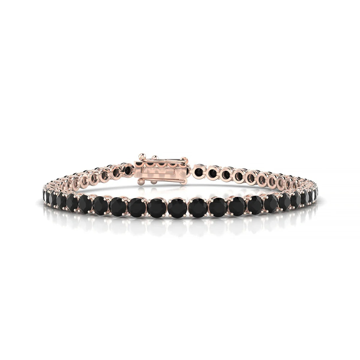 Palazzo | 18k Rose Gold 3.4 mm Round Natural Black Diamond Tennis Bracelet