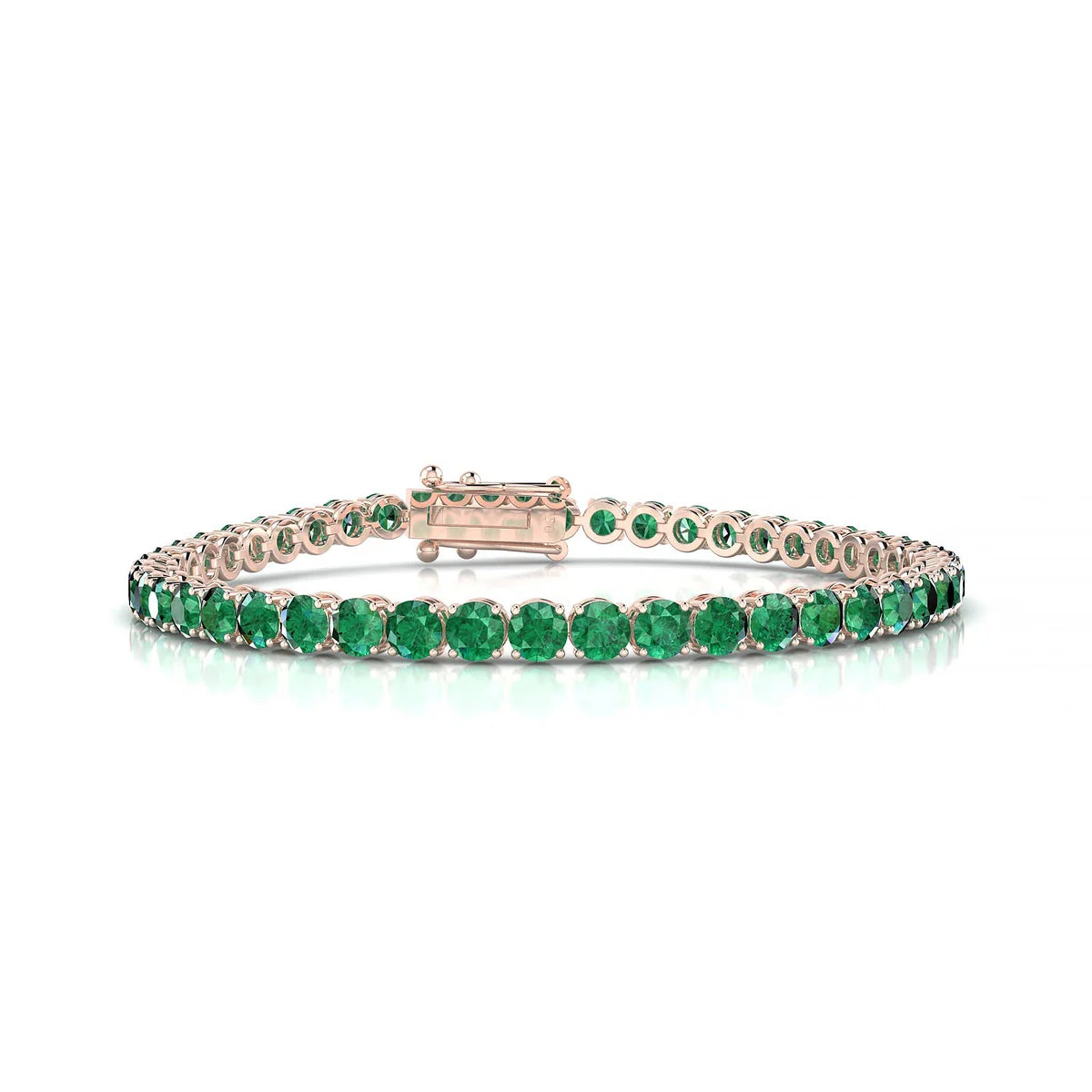 Palazzo | 18k Rose Gold 3.4 mm Round Natural Emerald Tennis Bracelet