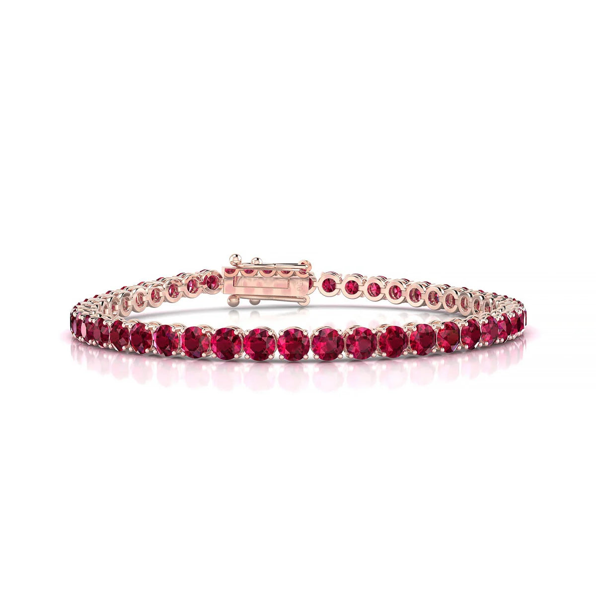 Palazzo | 18k Rose Gold 3.4 mm Round Natural Ruby Tennis Bracelet