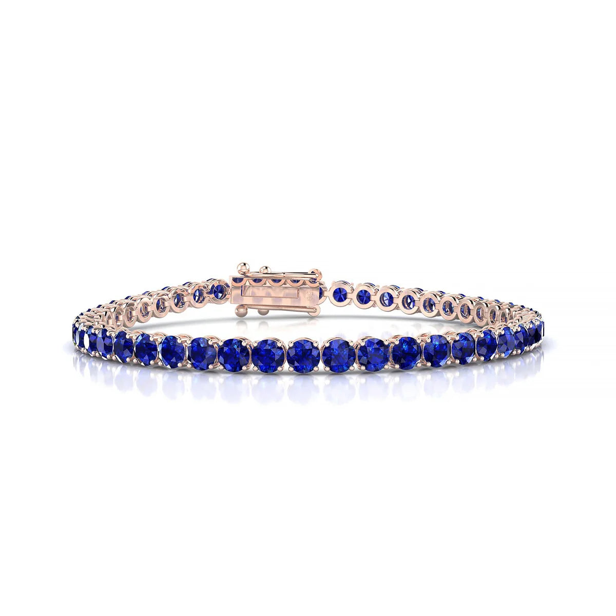 Palazzo | 18k Rose Gold 3.4 mm Round Natural Sapphire Tennis Bracelet