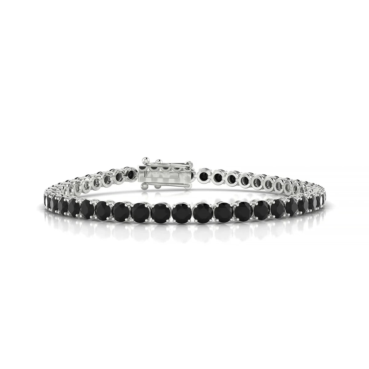 Palazzo | 18k White Gold 3.4 mm Round Natural Black Diamond Tennis Bracelet