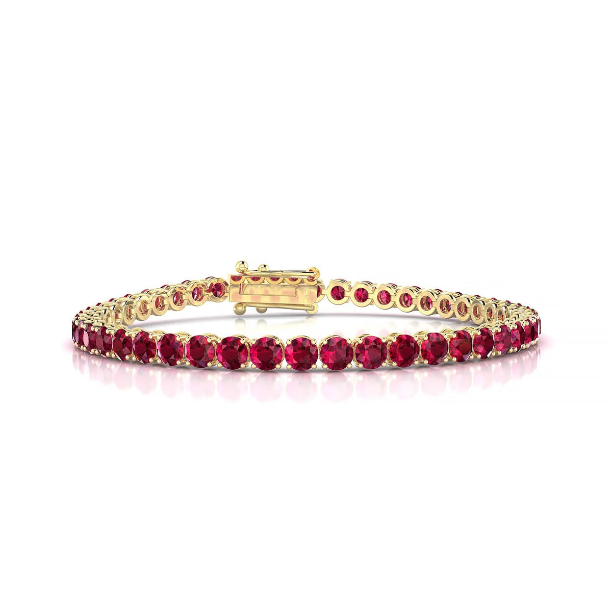 Palazzo | 18k Yellow Gold 3.4 mm Round Natural Ruby Tennis Bracelet