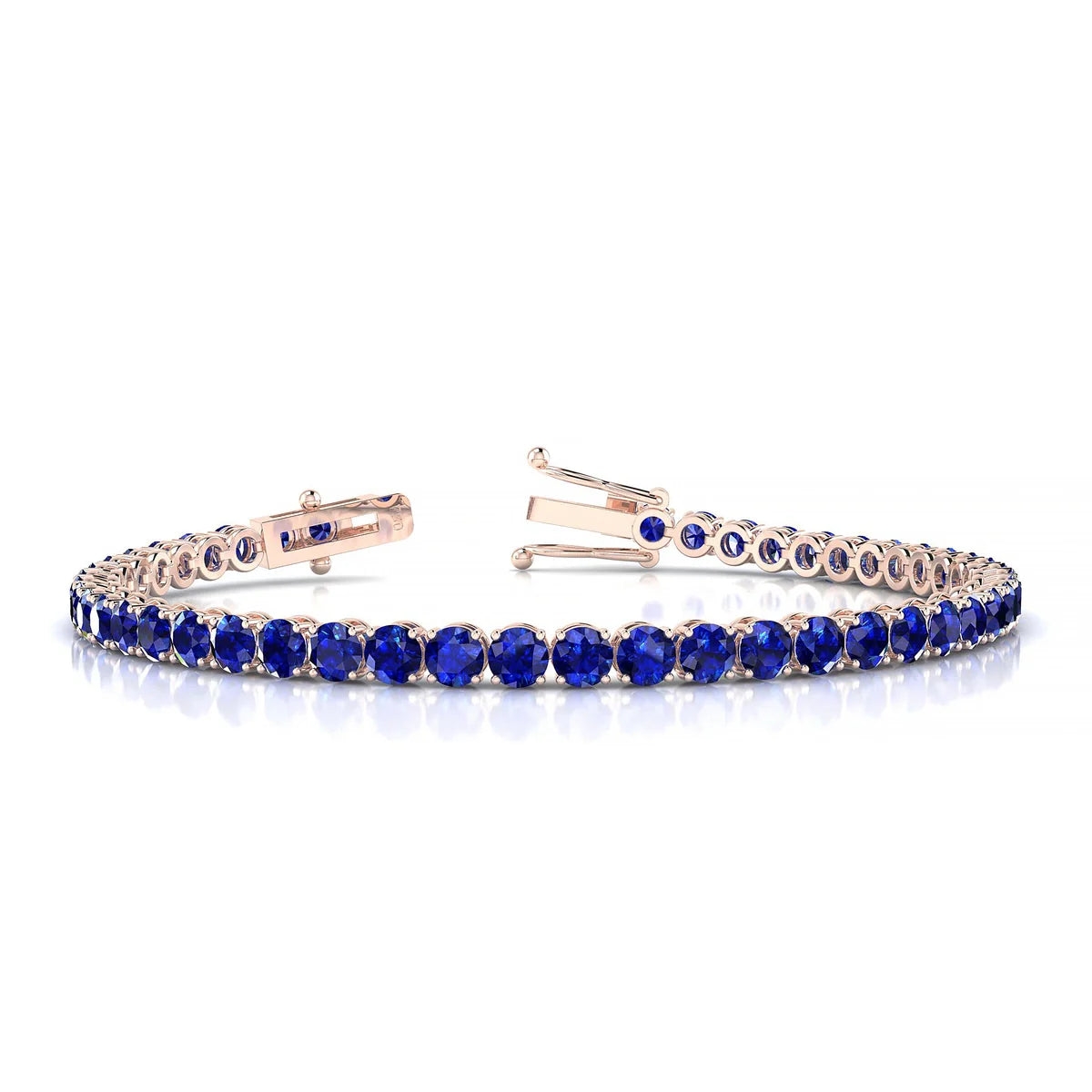 Palazzo | 18k Rose Gold 3.4 mm Round Natural Sapphire Tennis Bracelet