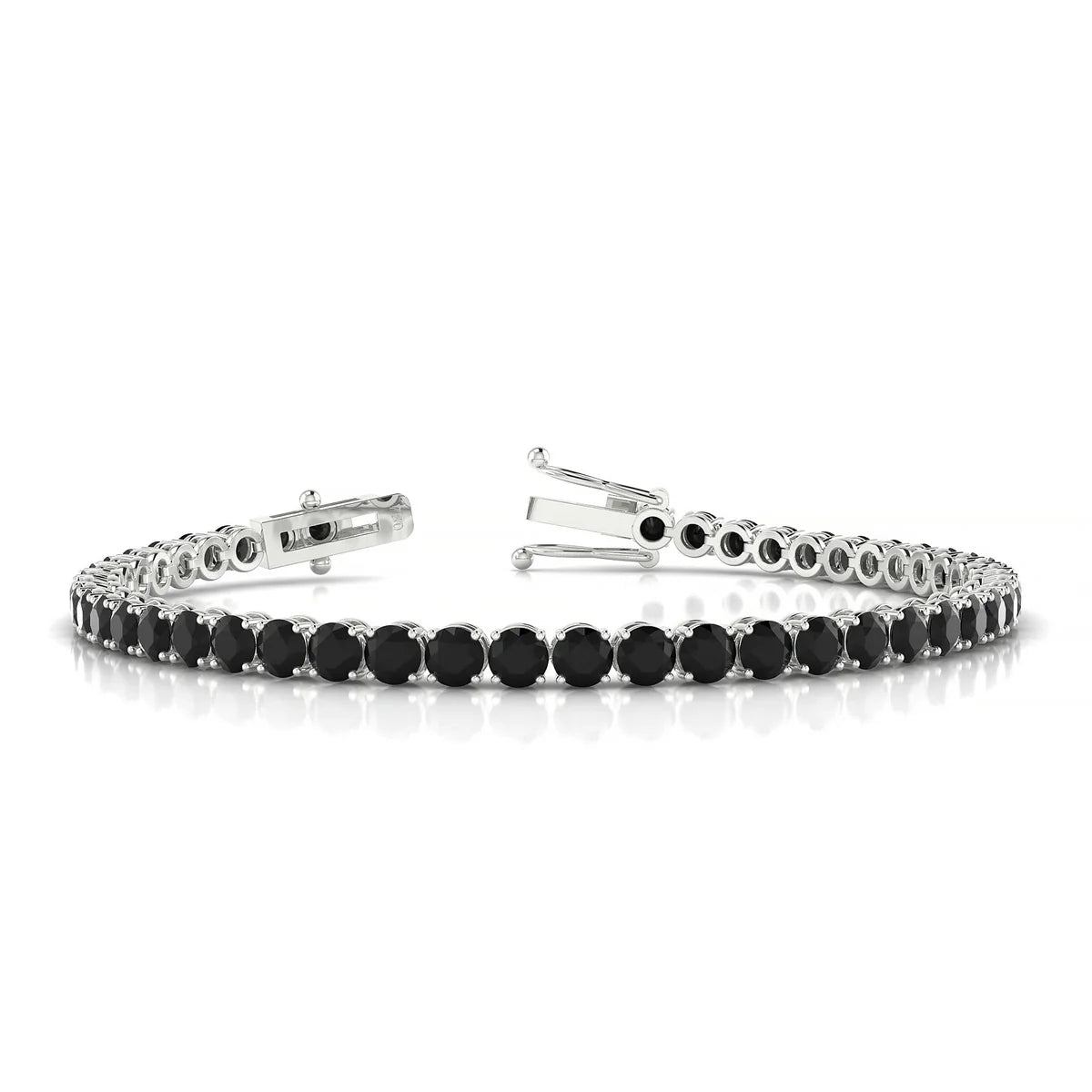 Palazzo | 18k White Gold 3.4 mm Round Natural Black Diamond Tennis Bracelet