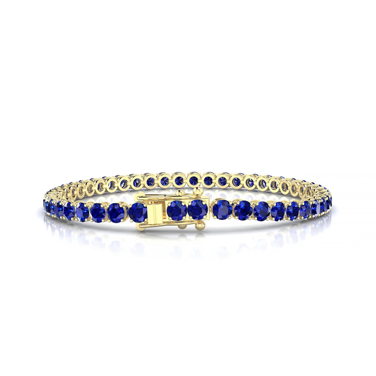 Palazzo | 18k Yellow Gold 3.4 mm Round Natural Sapphire Tennis Bracelet