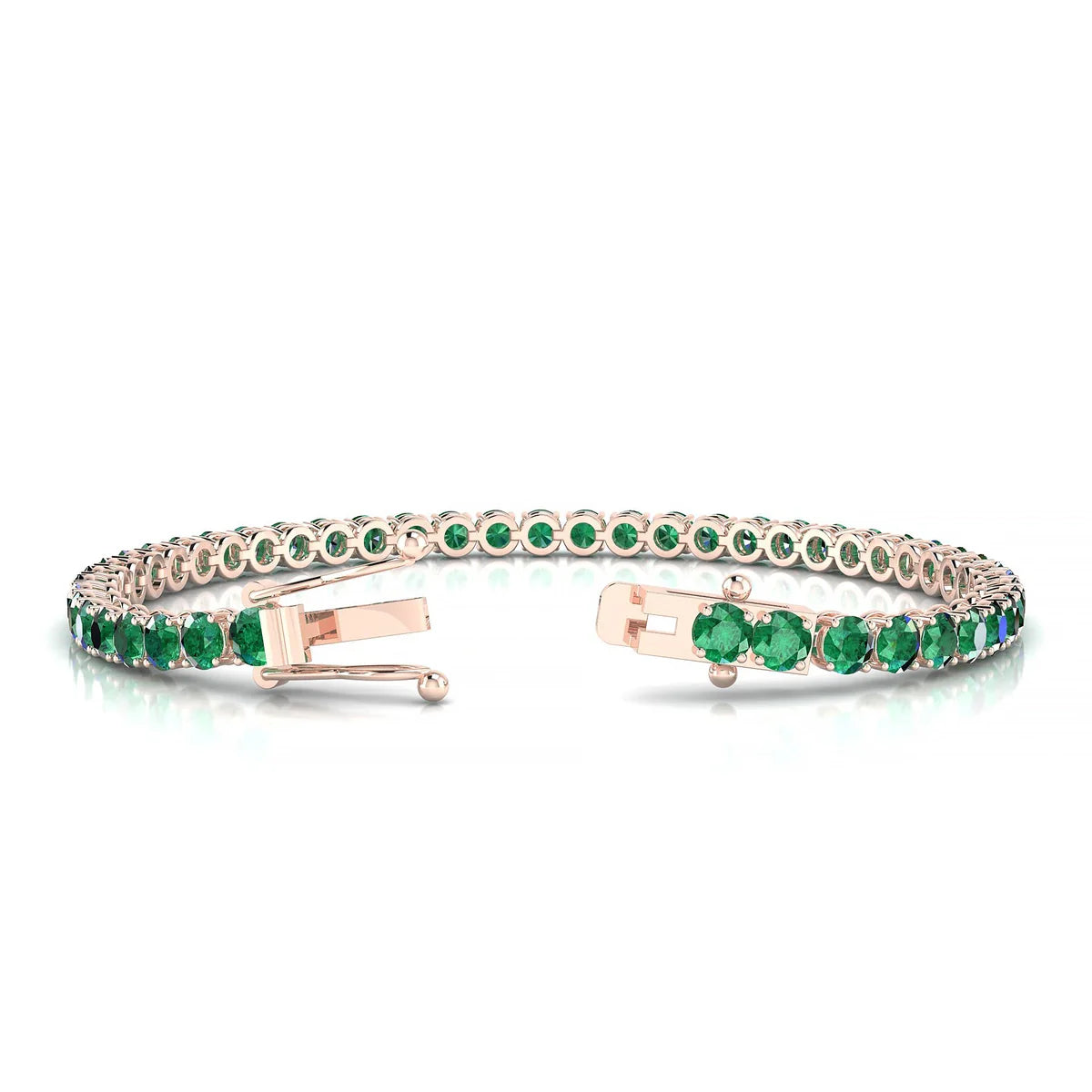 Palazzo | 18k Rose Gold 3.4 mm Round Natural Emerald Tennis Bracelet