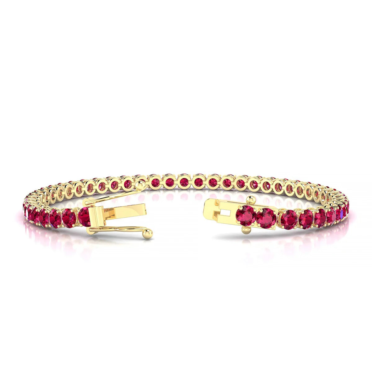 Palazzo | 18k Yellow Gold 3.4 mm Round Natural Ruby Tennis Bracelet